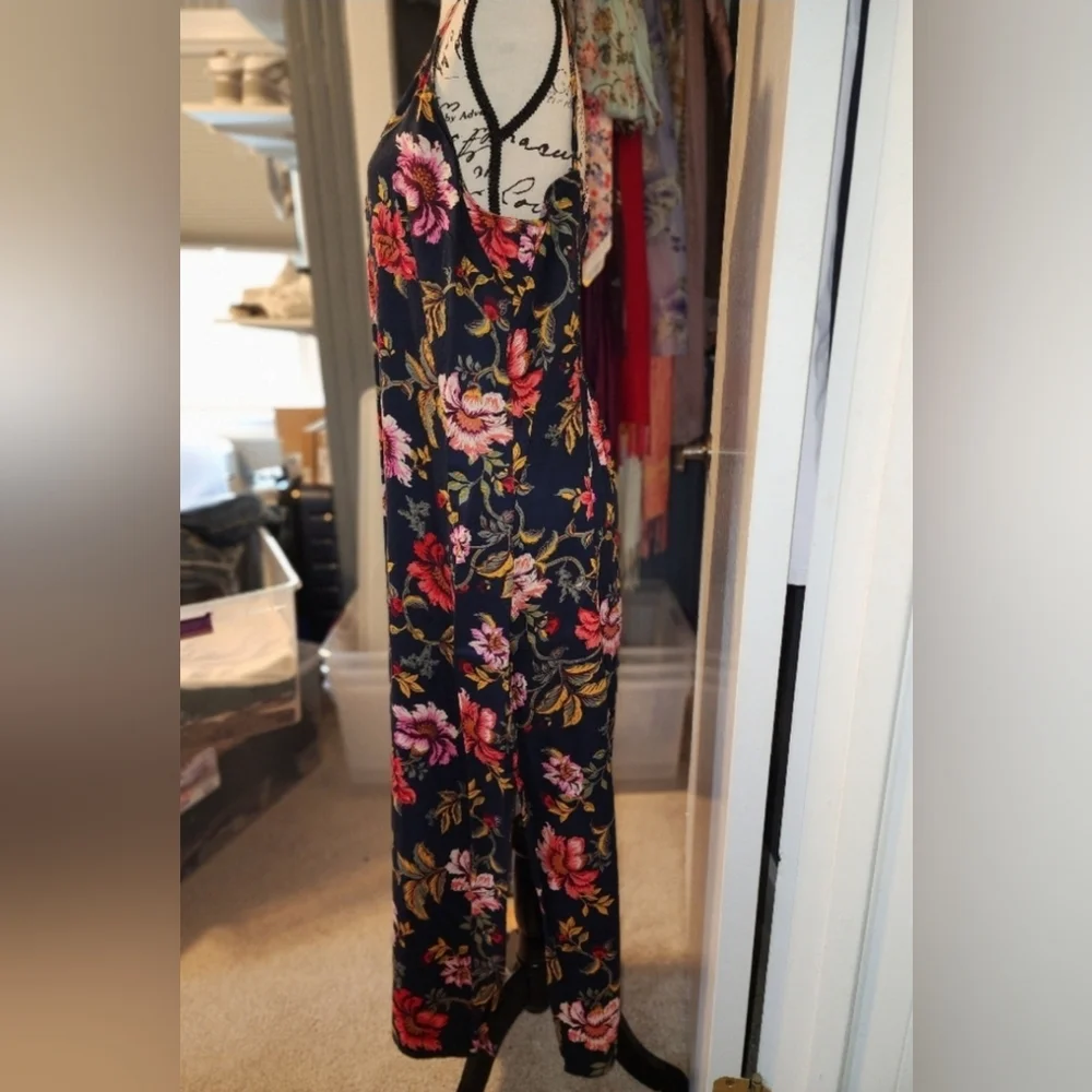 Old Navy Floral Maxi Dress - Navy and Pink, SIZE LARGE - Picture 2 of 5